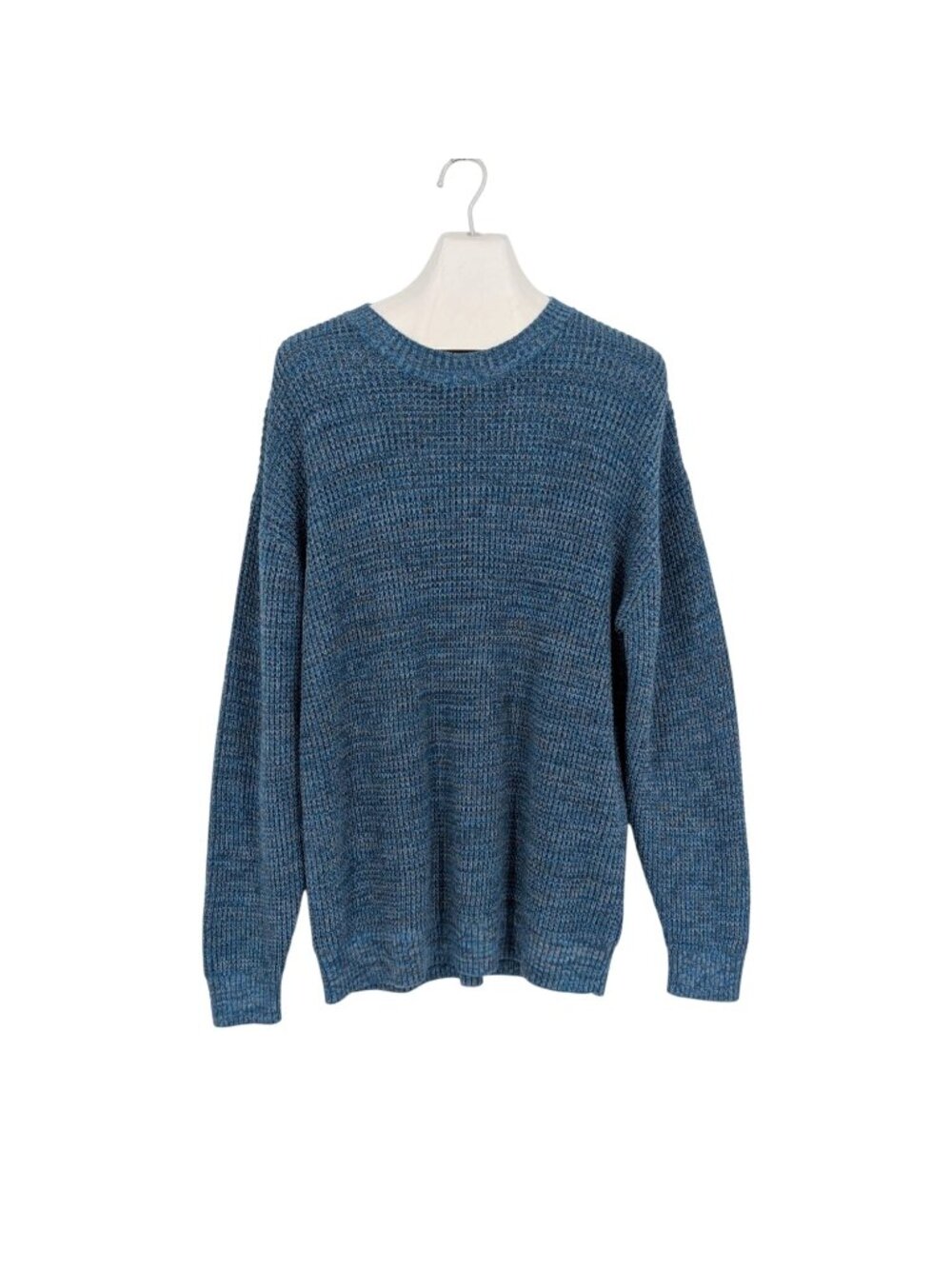 Old Navy Blue Marled Cable Knit Sweater Crewneck Slouchy Minimalist Soft XLarge